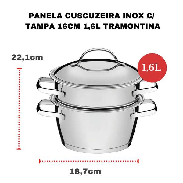 Imagem de Jogo de Panelas Tramontina Aço Inox Fundo Triplo Cooktop Fogão Indução Kit 2 Peças