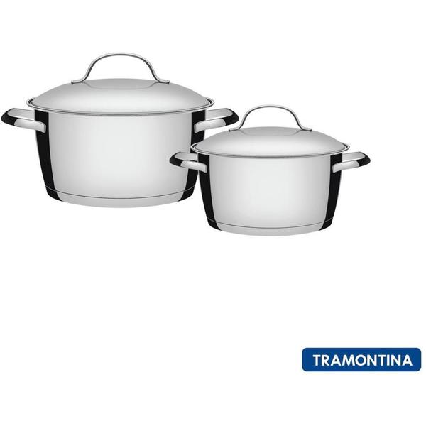 Imagem de Jogo De Panelas Tramontina Aço Inox Para Cozinha Gourmet 2Pç