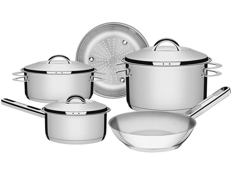 Jogo de Panelas Tramontina Inox 5 Peças - Fundo Triplo 65510/784 Solar Jogo de Panelas Tramontina Inox 5 Peças - Fundo Triplo 65510/784 Solar