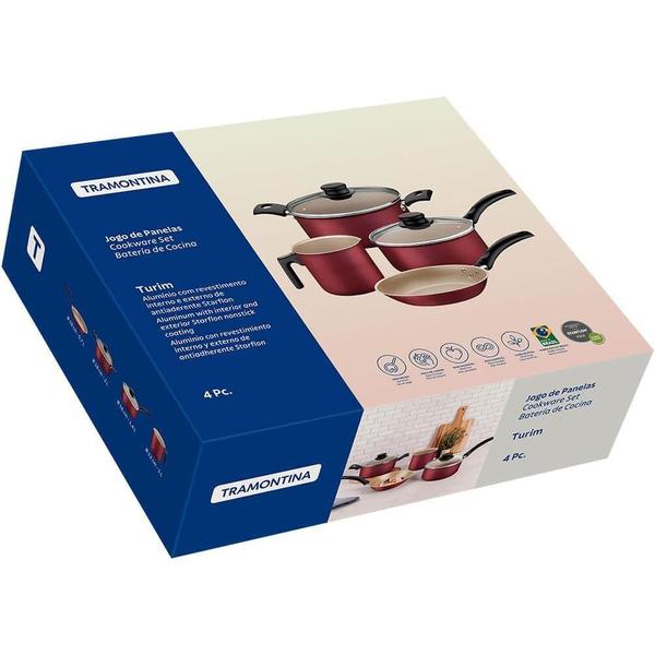 Jogo de Panelas Tramontina Turim em Alumínio Revestimento Antiaderente Starflon Max Vermelho 4 Peças Imagem de Jogo de Panelas Tramontina Turim em Alumínio Revestimento Antiaderente Starflon Max Vermelho 4 Peças