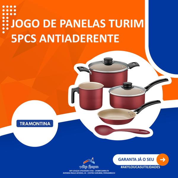 Imagem de Jogo de panelas turim 5pcs vermelho antiaderente tramontina