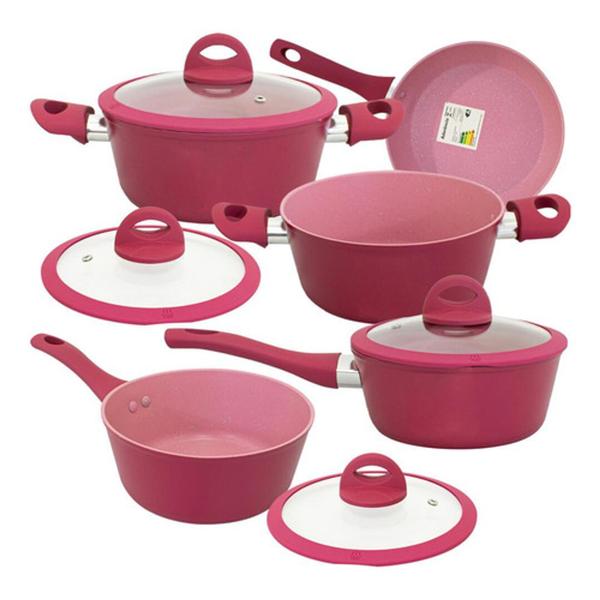 Jogo de panelas viena Pink 5 peças cerâmica de alta qualidade - casambiente Imagem de Jogo de panelas viena Pink 5 peças cerâmica de alta qualidade