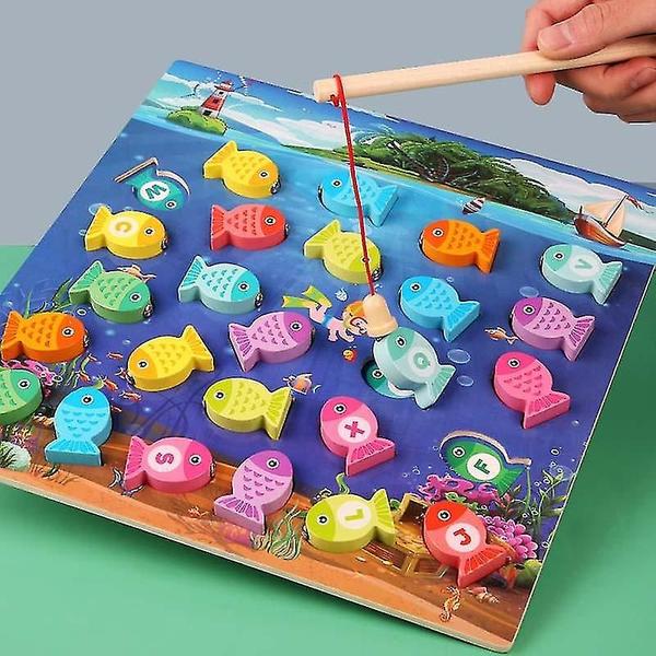 Imagem de Jogo de pesca magnética de madeira, brinquedo educativo para crianças