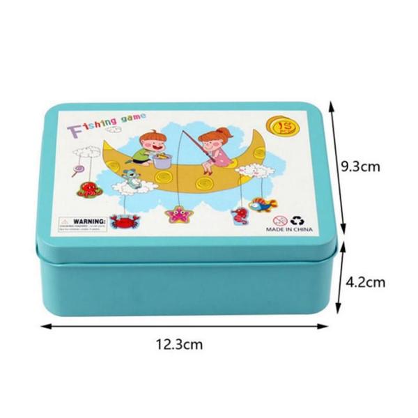 Imagem de Jogo de pesca magnético Iron Box Educational Toy Kids w/ 15 Fi