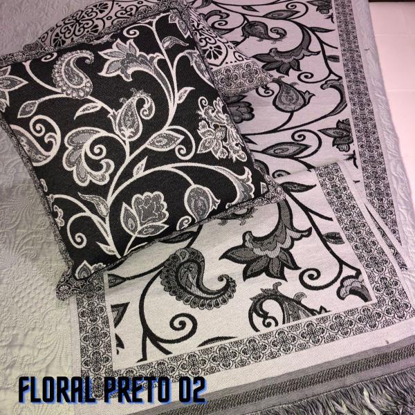 Jogo de Peseira p/ Cama ou Sofá Algodão + 2 Almofada Estampadas Linhão Decoração Sofisticada Luxo - Angel Distribuidora Imagem de Jogo de Peseira p/ Cama ou Sofá Algodão + 2 Almofada Estampadas Linhão Decoração Sofisticada Luxo