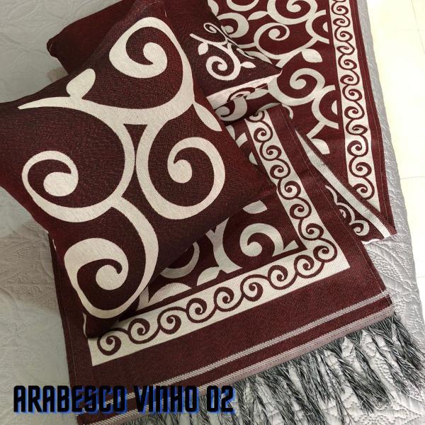 Jogo de Peseira p/ Cama ou Sofá Algodão + 2 Almofada Estampadas Linhão Decoração Sofisticada Luxo - Angel Distribuidora Imagem de Jogo de Peseira p/ Cama ou Sofá Algodão + 2 Almofada Estampadas Linhão Decoração Sofisticada Luxo
