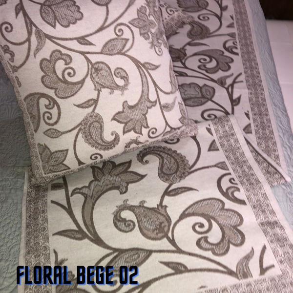 Jogo de Peseira p/ Cama ou Sofá Algodão + 2 Almofada Estampadas Linhão Decoração Sofisticada Luxo - Angel Distribuidora Imagem de Jogo de Peseira p/ Cama ou Sofá Algodão + 2 Almofada Estampadas Linhão Decoração Sofisticada Luxo