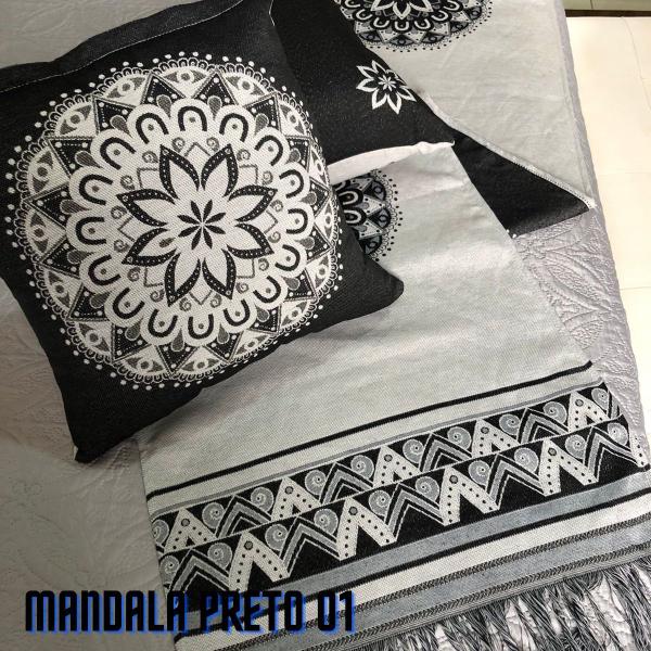 Jogo de Peseira p/ Cama ou Sofá Algodão + 2 Almofada Estampadas Linhão Decoração Sofisticada Luxo - Angel Distribuidora Imagem de Jogo de Peseira p/ Cama ou Sofá Algodão + 2 Almofada Estampadas Linhão Decoração Sofisticada Luxo