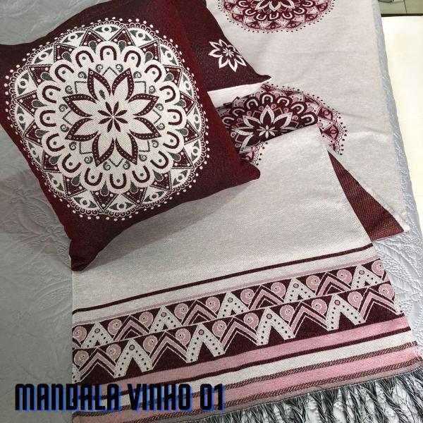 Jogo de Peseira p/ Cama ou Sofá Algodão + 2 Almofada Estampadas Linhão Decoração Sofisticada Luxo - Angel Distribuidora Imagem de Jogo de Peseira p/ Cama ou Sofá Algodão + 2 Almofada Estampadas Linhão Decoração Sofisticada Luxo