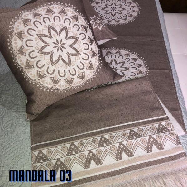 Jogo de Peseira p/ Cama ou Sofá Algodão + 2 Almofada Estampadas Linhão Decoração Sofisticada Luxo - Angel Distribuidora Imagem de Jogo de Peseira p/ Cama ou Sofá Algodão + 2 Almofada Estampadas Linhão Decoração Sofisticada Luxo
