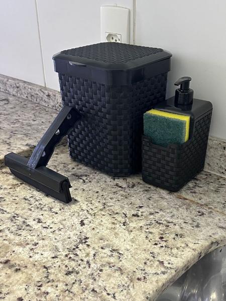 Imagem de Jogo de Pia e Cozinha Porta Detergente Rodo de Pia e Lixeira Kit 3 Peças)