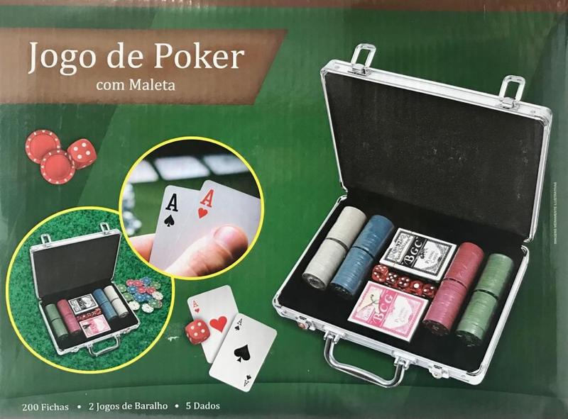 Imagem de Jogo De Poker 200 Fichas Numeradas 2 Baralhos 5 Dados Maleta