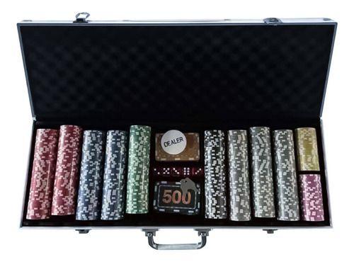 Imagem de Jogo De Poker Com Maleta 500 Fichas 2 Blocos De Cartas