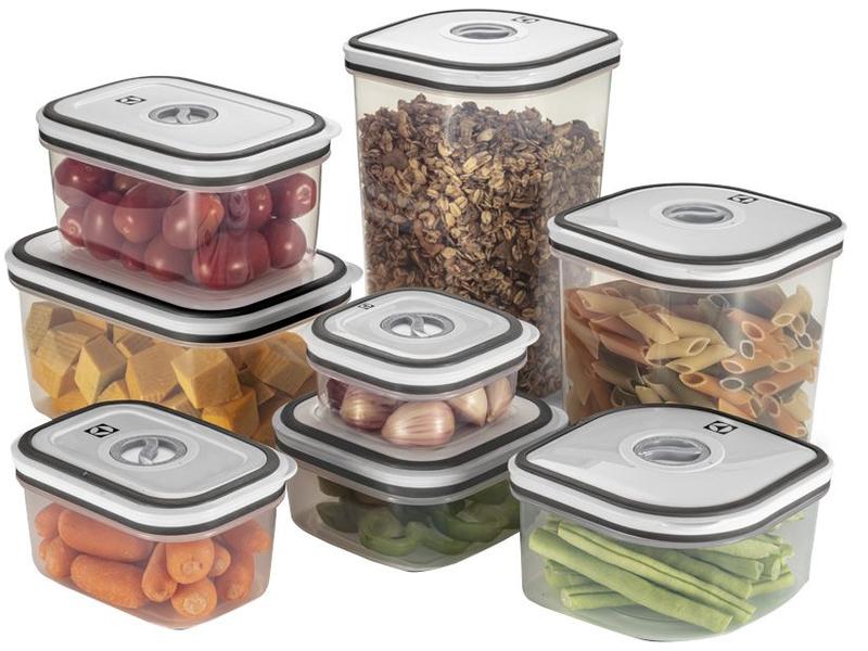 🤓Jogo de Potes de Plástico Electrolux com Tampa - Quadrado 8 Peças 🤓Jogo de Potes de Plástico Electrolux com Tampa - Quadrado 8 Peças