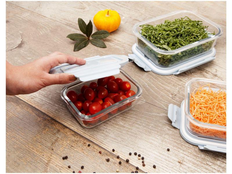 Jogo de Potes de Vidro Casambiente com Tampa - Retangular Amo Cozinhar JGTI042 3 Peças Imagem de Jogo de Potes de Vidro Casambiente com Tampa - Retangular Amo Cozinhar JGTI042 3 Peças