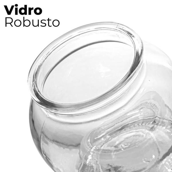 Imagem de Jogo de Potes de Vidro Hermético Bomboniere Transparente 620ml 3 peças - Casambiente