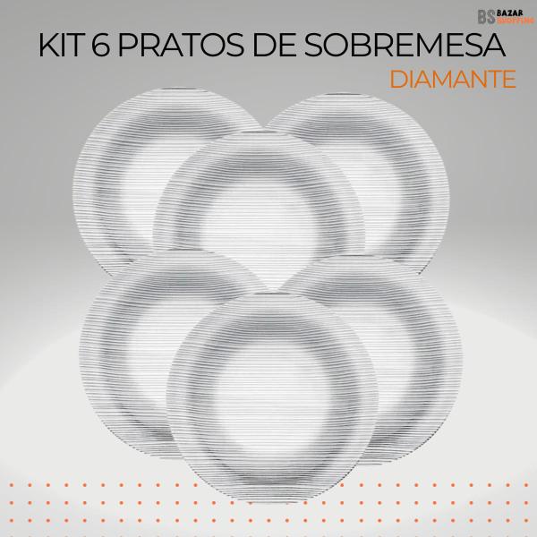 Jogo de Prato de Sobremesa Vidro Diamante Duralex Kit 6 uni - Nadir Imagem de Jogo de Prato de Sobremesa Vidro Diamante Duralex Kit 6 uni