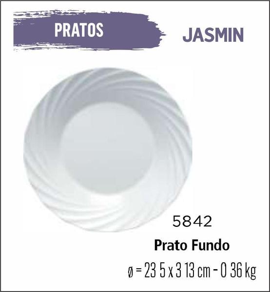 Imagem de Jogo De Prato Jasmin 06 Pratos Fundos - Sopa - 23cm Branco