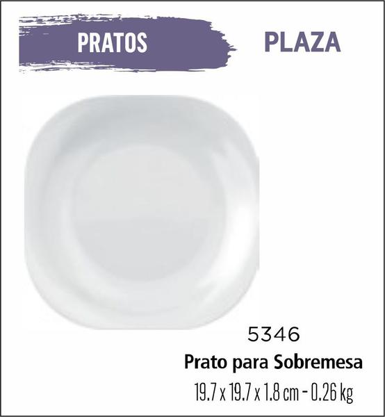 Imagem de Jogo De Prato Plaza 12 Pratos Sobremesa - Lanche - Branco