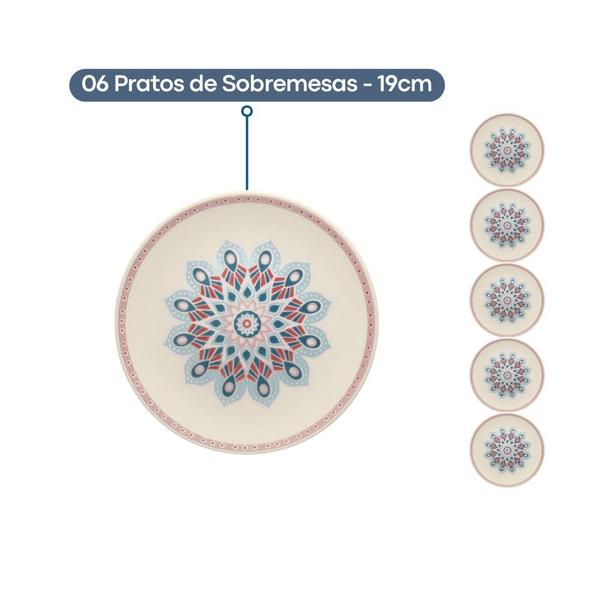 Imagem de Jogo De Pratos Aparelho De Jantar Porcelana 30 Peças Oxford Unni Cosmic Kit Completo