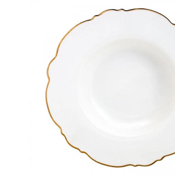 Imagem de Jogo de pratos fundo de porcelana Wolff Maldivas 6 peças 23cm filete dourado