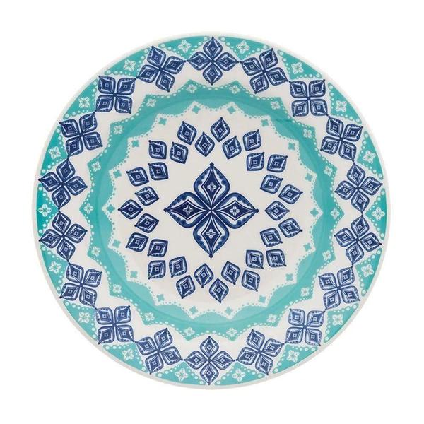 Imagem de Jogo De Pratos Fundo Ellegance 6 Pc Ceramica Azul Verde