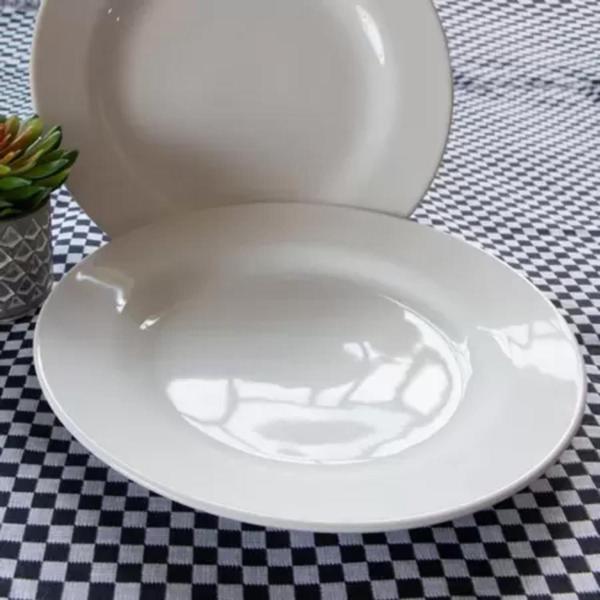 Imagem de Jogo De Pratos Fundo Porcelana 4Pc Branco Liso 21,5Cm Oxford