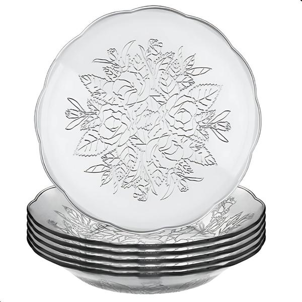 Jogo De Pratos Fundos 6 Peças Em Vidro Para Almoço/Jantar - Sigullar Jogo De Pratos Fundos 6 Peças Em Vidro Para Almoço/Jantar - Sigullar