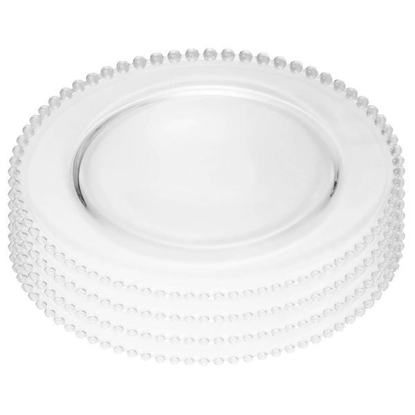 Imagem de Jogo De Pratos Para Mesa Posta Cristal Pearl 28cm Raso Com 8 Peças