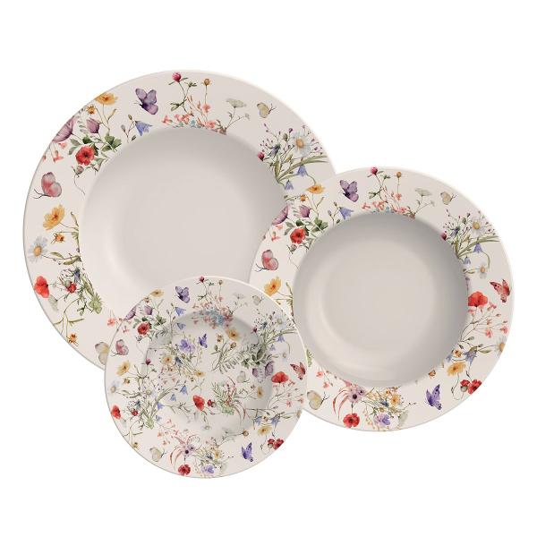 Imagem de Jogo de Pratos Porcelana Decorada Ana Clara 18 Peças - Tramontina 96589/011