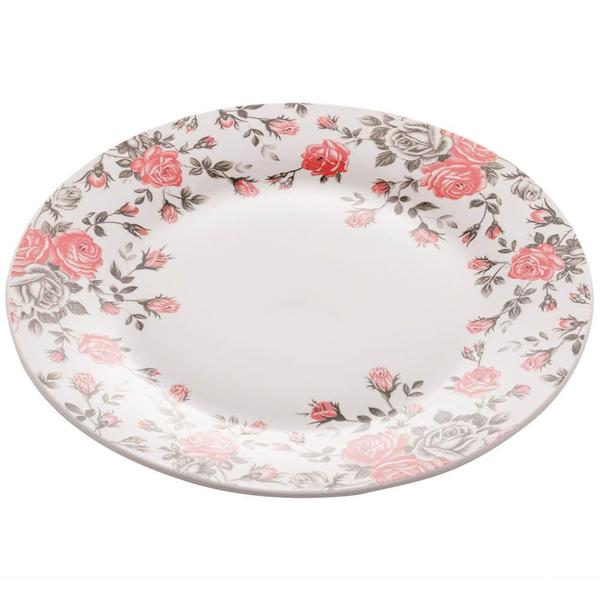 Imagem de Jogo de Pratos Rasos de Porcelana Pink Garden 26cm 6 peças - Lyor