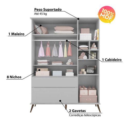 Imagem de Jogo De Quarto 100 % Mdf Guarda Roupa 3 Portas E Cômoda