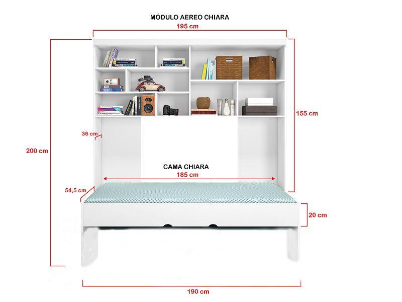 Imagem de Jogo de Quarto Chiara 3 Peças - Roupeiro 2 portas, Módulo Aéreo e Cama - Phoenix Baby