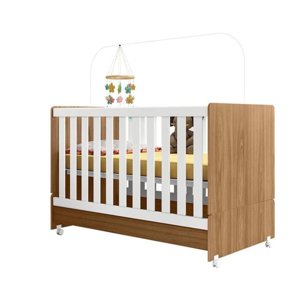 Imagem de Jogo De Quarto Completo Infantil Bebê Guarda Roupa 4 Portas 3 Gavetas Cômoda 4 Gavetas 1 Porta Berço Mini Cama C/ Colchão Perola