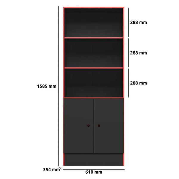 Imagem de Jogo de Quarto Gamer com Mesa para Computador e Estante Livreiro Preto/Vermelho