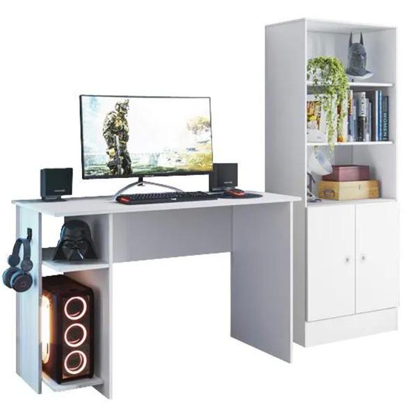 Jogo de Quarto Gamer com Mesa para Computador e Estante Livreiro - QMovi Imagem de Jogo de Quarto Gamer com Mesa para Computador e Estante Livreiro