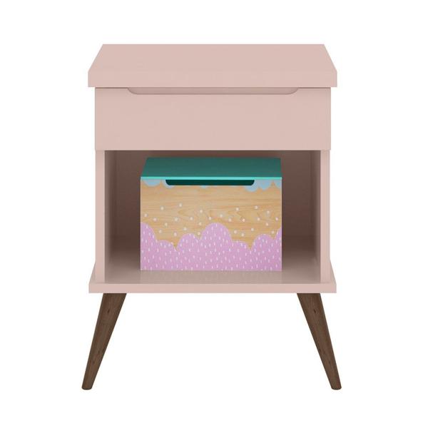 Imagem de Jogo de Quarto Infantil Bebê Melinda Guarda Roupa + Cômoda + Mesa de Apoio MDF Rosê