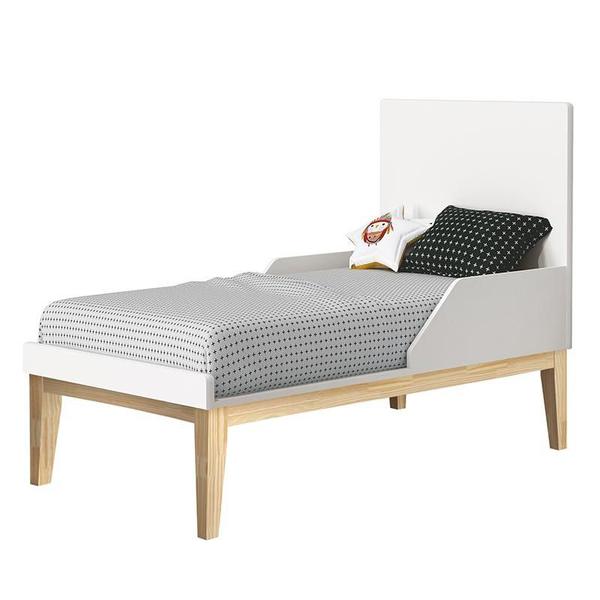 Imagem de Jogo de Quarto Infantil Classic Cômoda 6 Gavetas e Berço Branco Fosco com Pés Madeira Natural- Rell