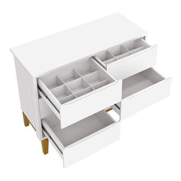 Imagem de Jogo de Quarto Infantil Classic Guarda Roupa 2 Portas e Cômoda 6 Gavetas Branco Fosco com Pés Amadei