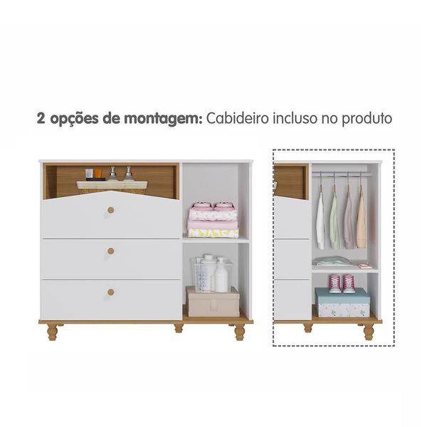 Imagem de Jogo de Quarto Infantil Cômoda Casinha 1 Porta e Berço Americano Candy - Permóbili Baby