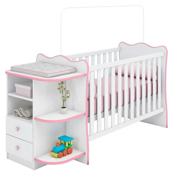 Imagem de Jogo de Quarto Infantil Doce Sonho 825 758 777 Branco Rosa Qmovi