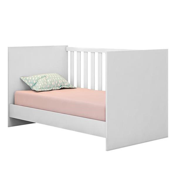 Imagem de Jogo de Quarto Infantil Doce Sonho Cômoda 4 Gavetas e Berço Mini Cama Branco - Qmovi