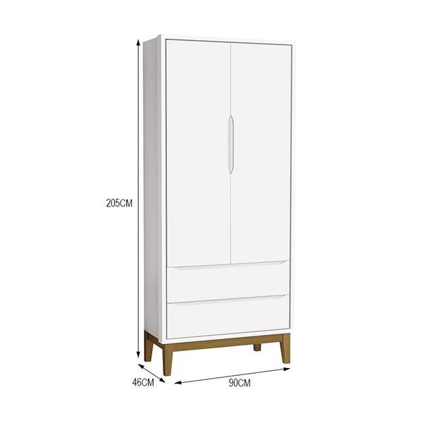 Imagem de Jogo de Quarto Infantil Guarda Roupa 2 Portas e Cômoda 1 Porta Classic Branco Fosco com Pés Amadeirado - Reller Móveis