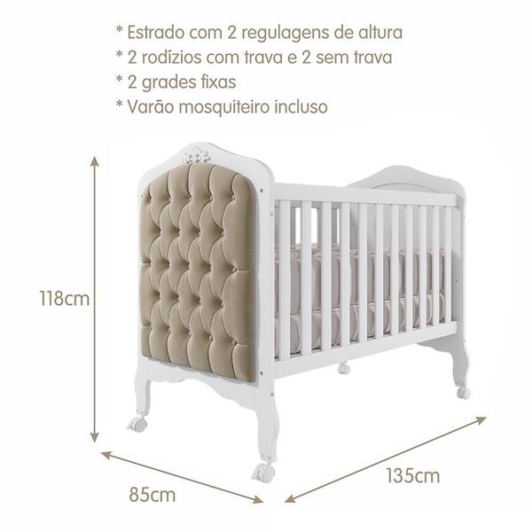 Imagem de Jogo de Quarto Infantil Guarda Roupa Encanto e Berço Harmonia com Capitonê - Permóbili Baby