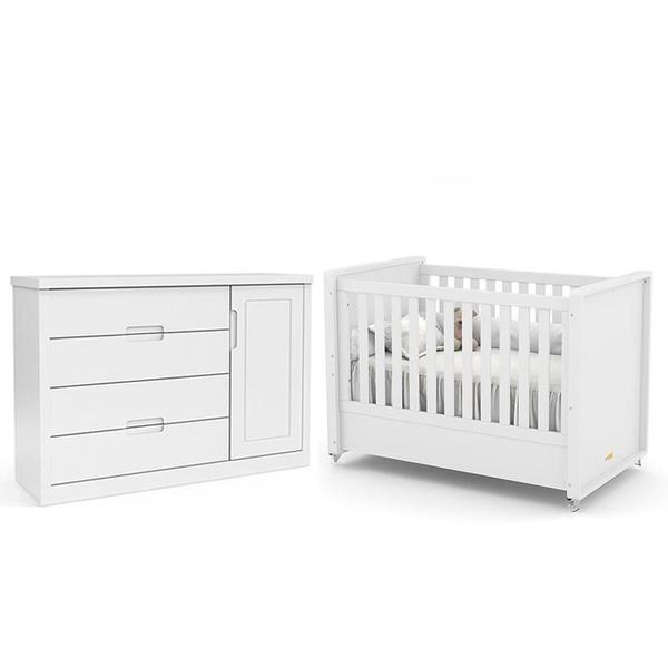 Imagem de Jogo de Quarto Infantil Tutto New com Berço e Cômoda 1 Porta Branco Soft - Matic Móveis