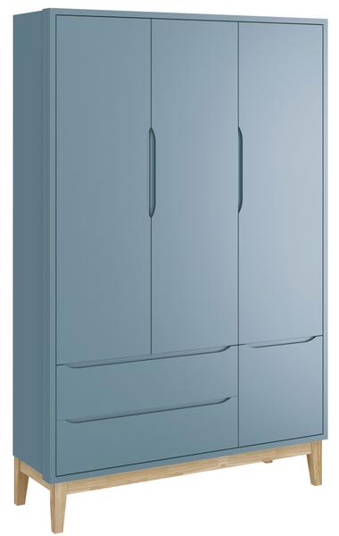 Jogo de Quarto para Bebê Completo 3 Portas Classic New Azul Fosco com Natural - Reller Imagem de Jogo de Quarto para Bebê Completo 3 Portas Classic New Azul Fosco com Natural - Reller