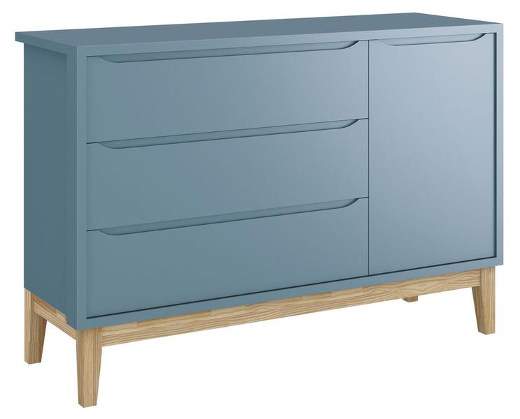Jogo de Quarto para Bebê Completo 3 Portas Classic New Azul Fosco com Natural - Reller Imagem de Jogo de Quarto para Bebê Completo 3 Portas Classic New Azul Fosco com Natural - Reller
