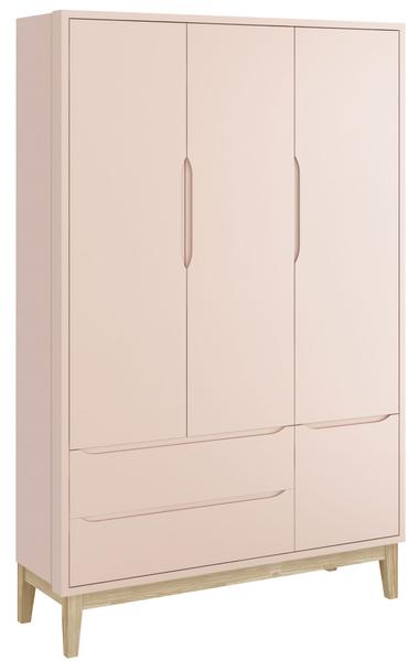 Imagem de Jogo de Quarto para Bebê Completo 3 Portas Classic New Rosa Fosco com Natural - Reller