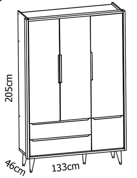 Imagem de Jogo de Quarto para Bebê Completo 3 Portas Théo New Azul Fosco com Madeira - MoveisAqui