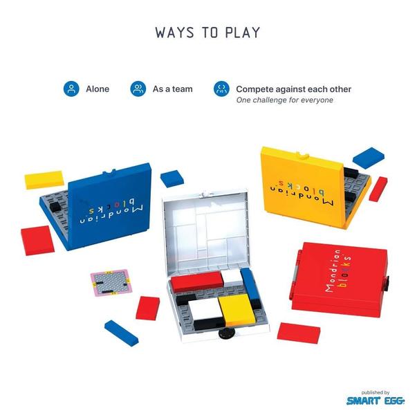 Imagem de Jogo de quebra-cabeça Mondrian Blocks Blue Edition com estojo de viagem